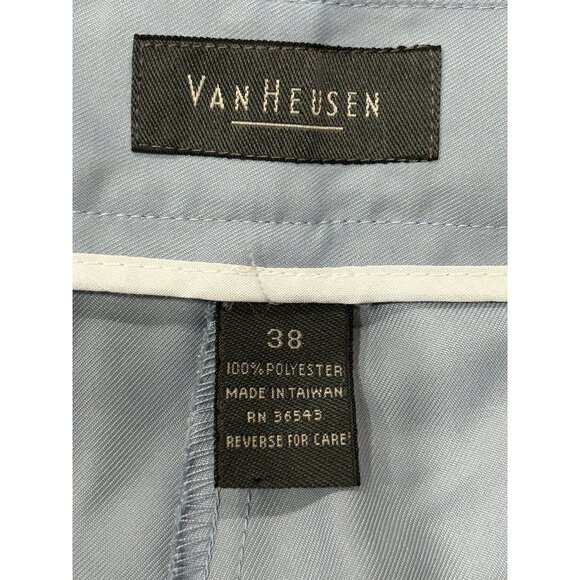 Van Heusen Light Blue Pleated Front Mens Shorts Size 38 100% Polyester Made In T - Picture 5 of 9